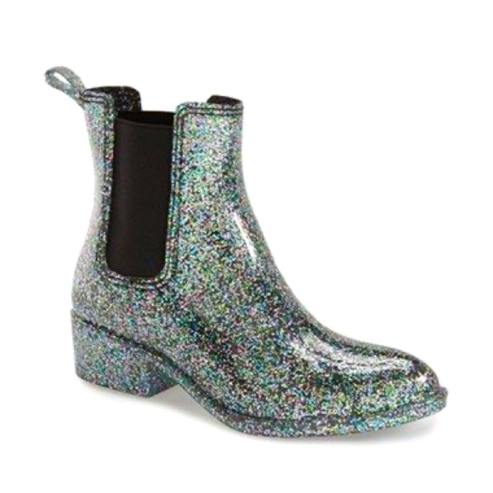 JEFFREY CAMPBELL Stormy Rain Boot Glitter Multi 8